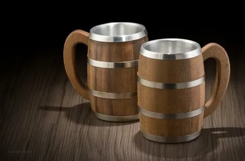 Caneca De Madeira Térmica Para Cerveja 600 Ml - Arcada - Imagem 3