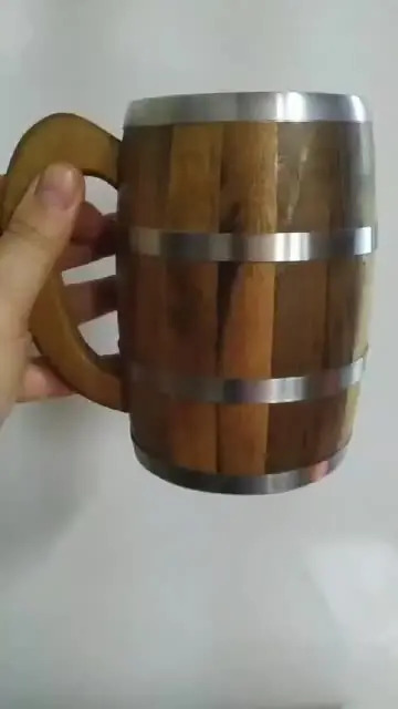 Caneca De Madeira Térmica Para Cerveja 600 Ml - Arcada - Imagem 4